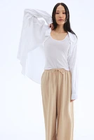 Wide-cut Pull-on Pants