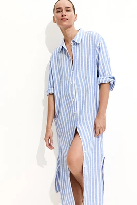 MAMA Linen-Blend Shirt Dress
