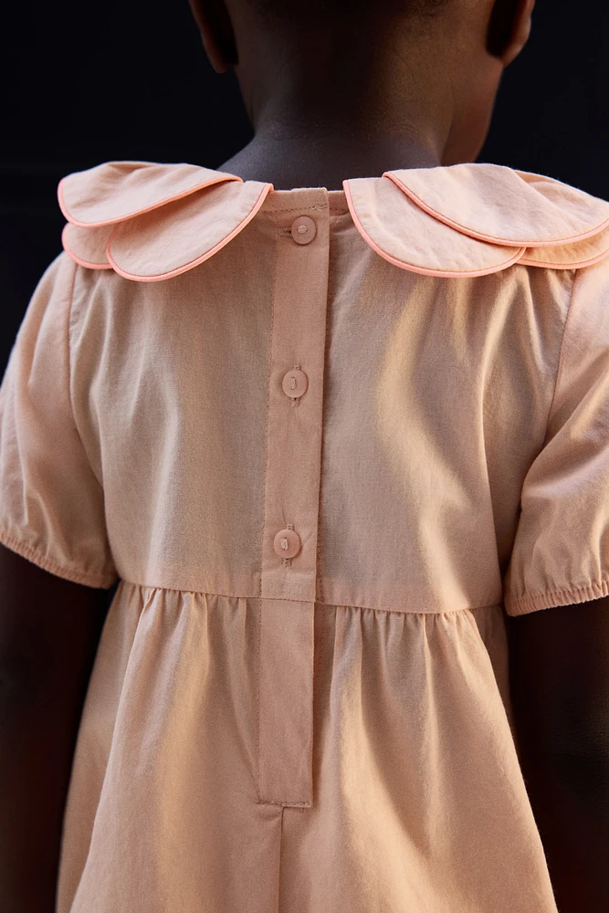 Petal-Collar Cotton Romper Suit