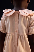 Petal-Collar Cotton Romper Suit