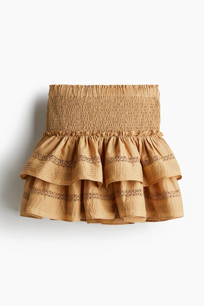 Lace-Inset Tiered Skirt