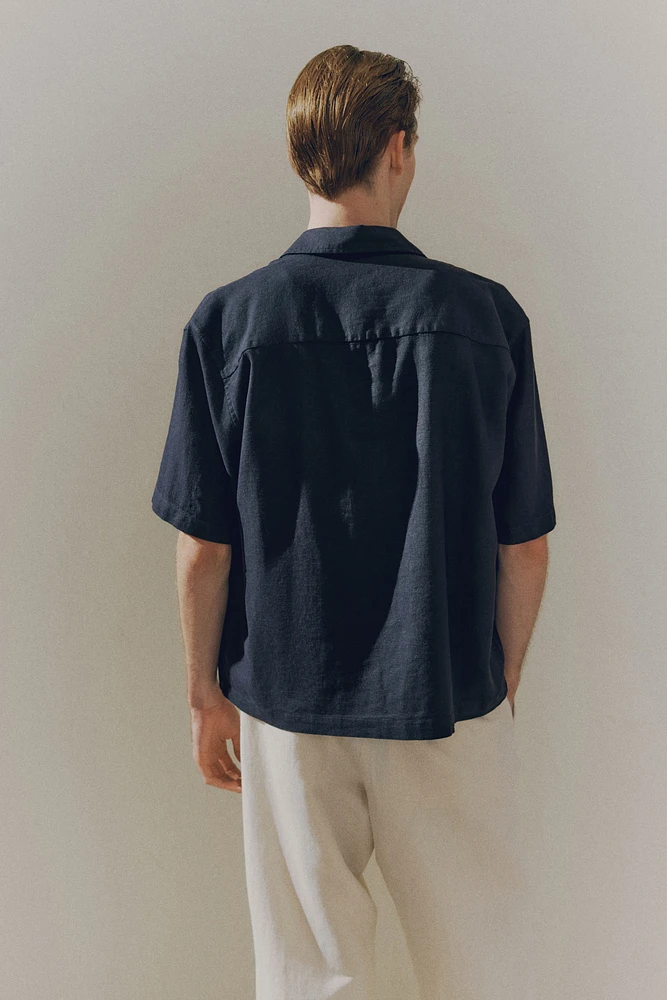 Loose-Fit Short-Sleeved Linen-Blend Shirt