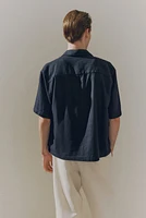 Loose-Fit Short-Sleeved Linen-Blend Shirt