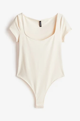 Scoop-neck Thong Bodysuit