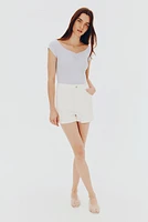 Ribbed Boat-Neck Top