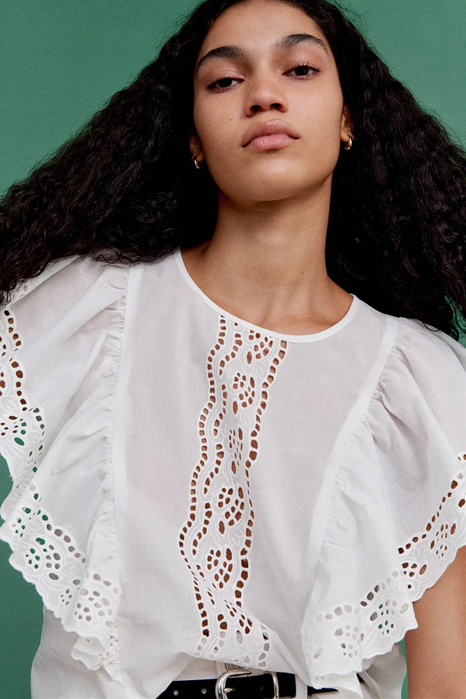 Blouse with Eyelet Embroidery