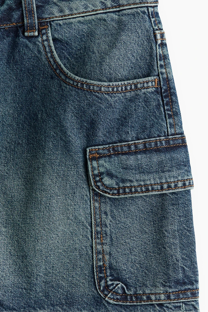 Denim Cargo Mini Skirt