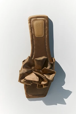Appliquéd Satin Sandals
