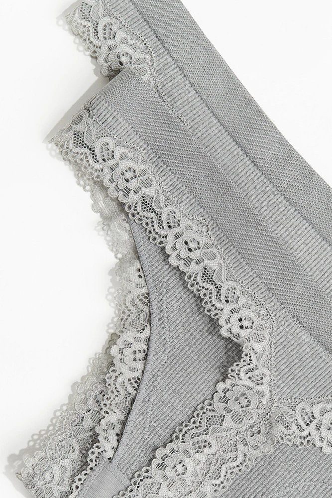 2-pack Seamless Lace-trimmed Thong Briefs