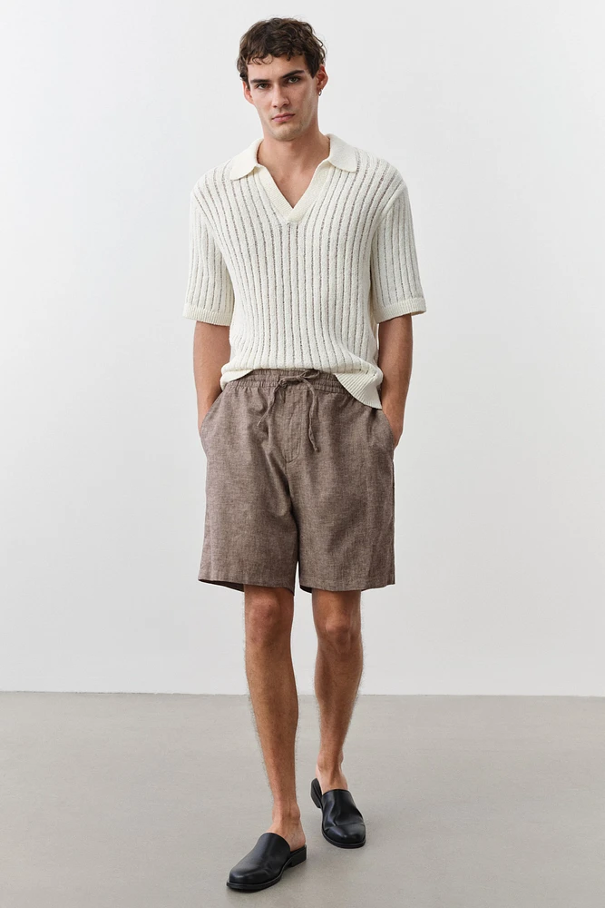 Regular Fit Linen-Blend Shorts