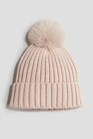 Rib-knit Pompom Hat