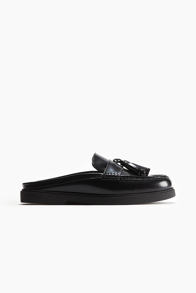 Mules mocassins en cuir