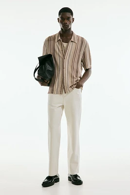 Regular Fit Crochet-Look Shirt