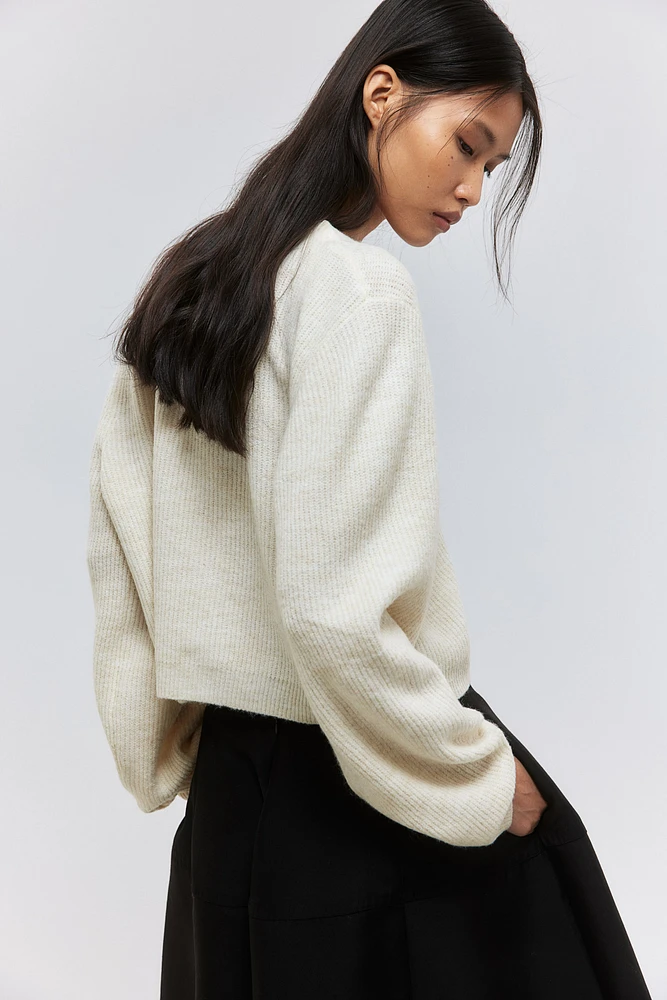 Bow-Detail Rib-Knit Cardigan