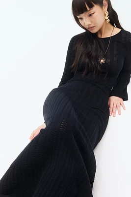 Open-Back Pointelle-Knit Dress