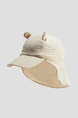 Ear-detail Muslin Cap