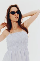 Smocked-Bodice Cotton Dress