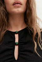 Bead-Detail Ruched Top