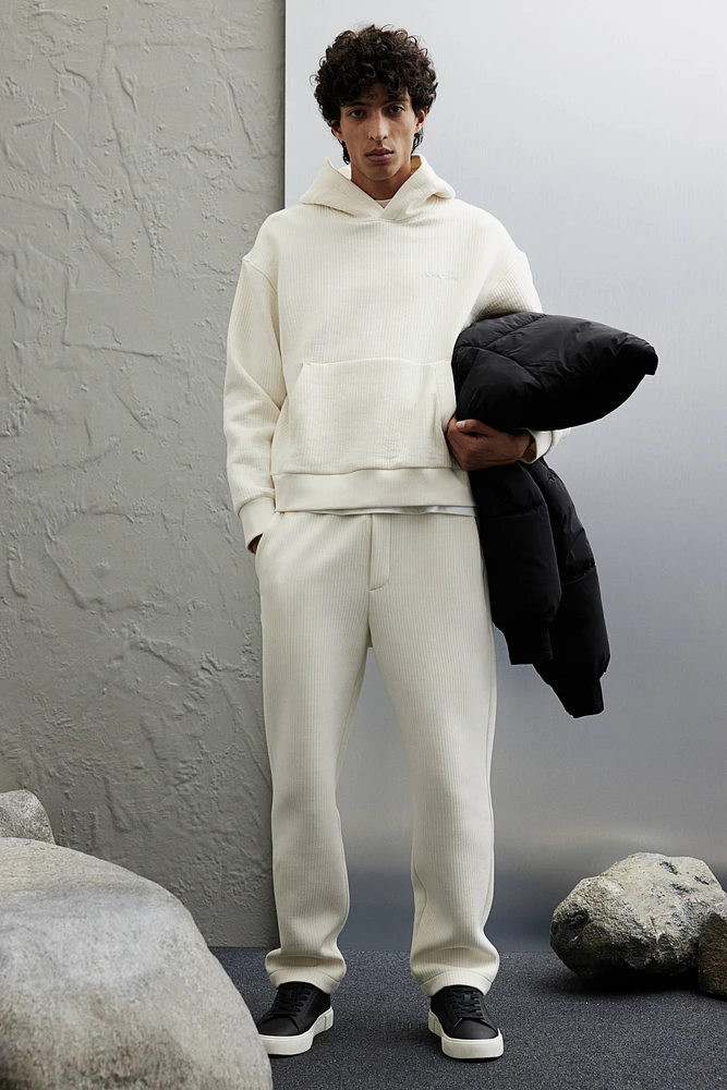 Loose Fit Ribbed Hoodie