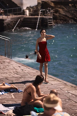 Bubble-Hem Bandeau Dress