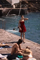 Bubble-Hem Bandeau Dress