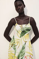 Robe en popeline avec détail nid d'abeille