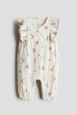 Ruffle-Trimmed Muslin Romper Suit
