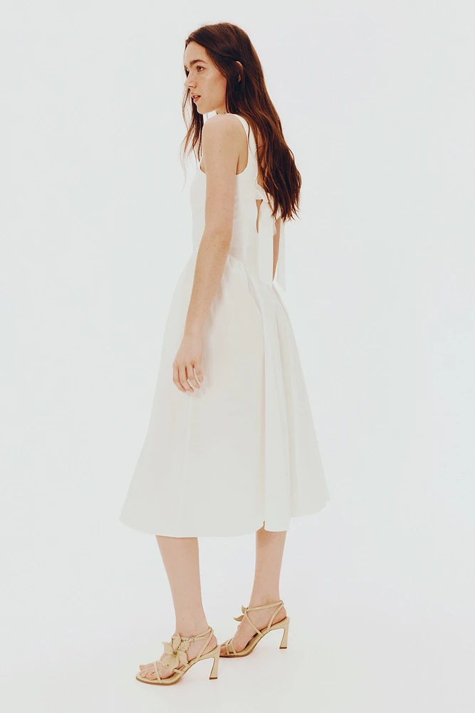 Tie-Back Poplin Dress