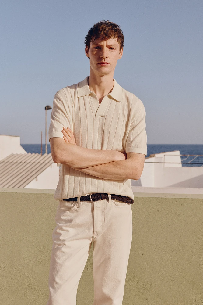 Regular Fit Linen-Blend Polo Shirt