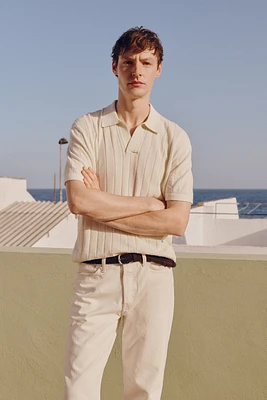 Regular Fit Linen-Blend Polo Shirt