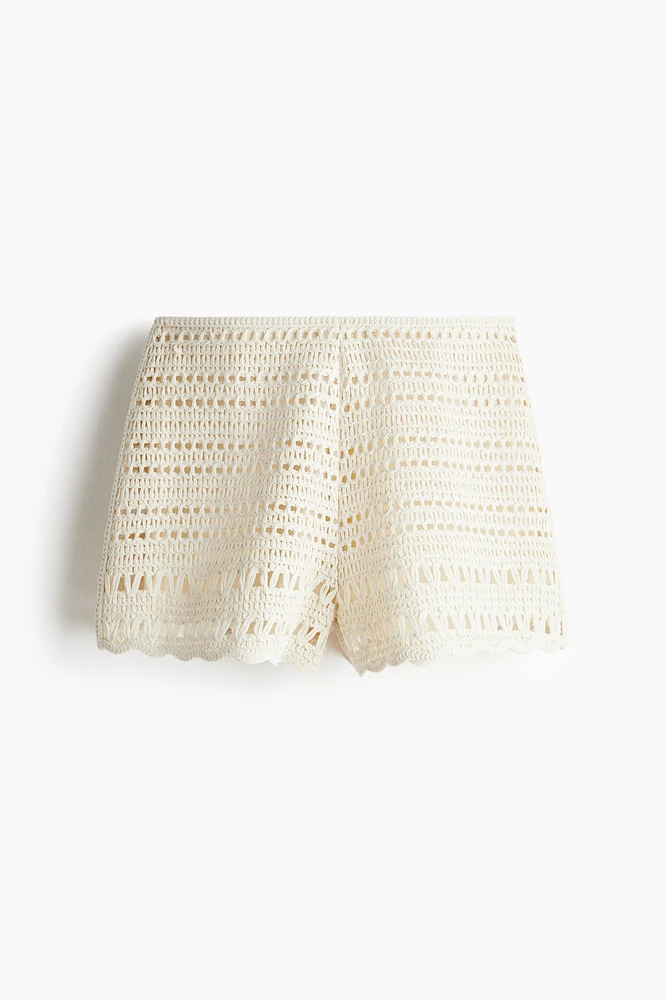 Crochet-Look Mini Shorts