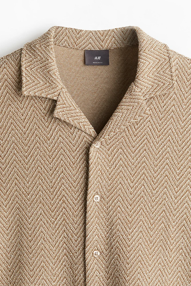 Regular Fit Herringbone-Weave Resort Shirt