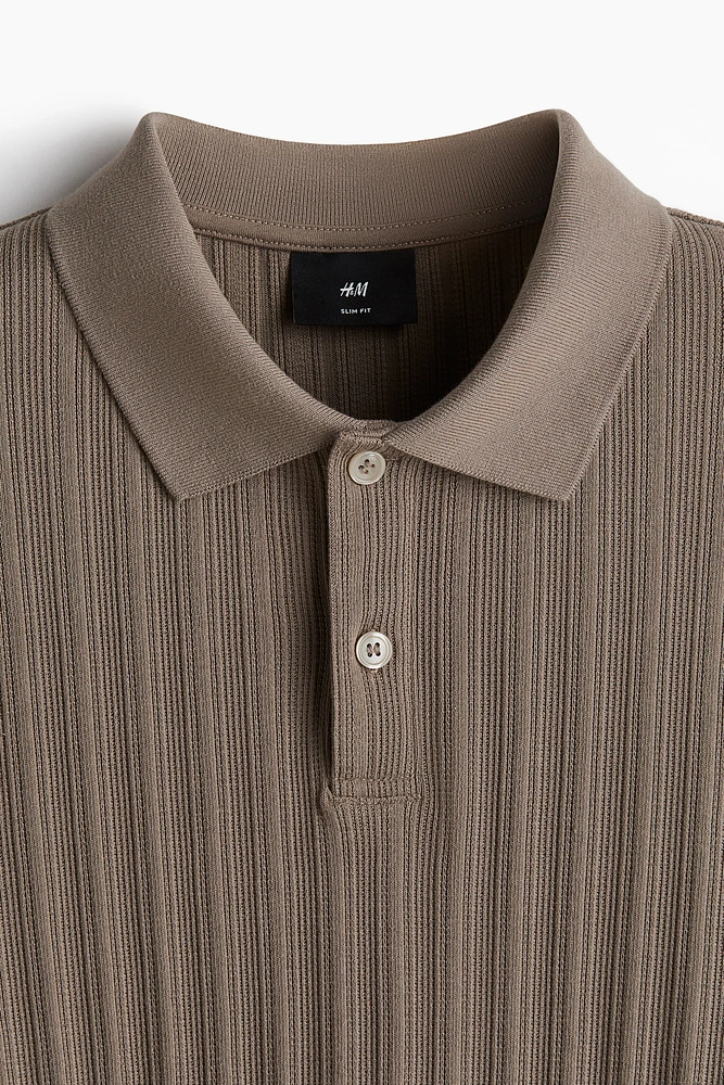 Slim-Fit Textured Jersey Polo Shirt
