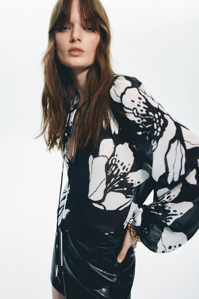Crinkled Chiffon Blouse