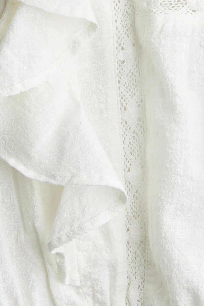 Ruffle-Trimmed Cotton Blouse