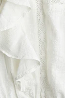 Ruffle-Trimmed Cotton Blouse