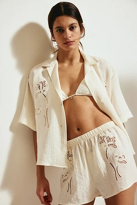 Shorts with Eyelet Embroidery