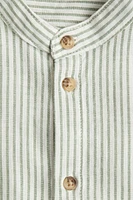 Linen-Blend Band Collar Shirt