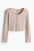 Ribbed Button-Front Top