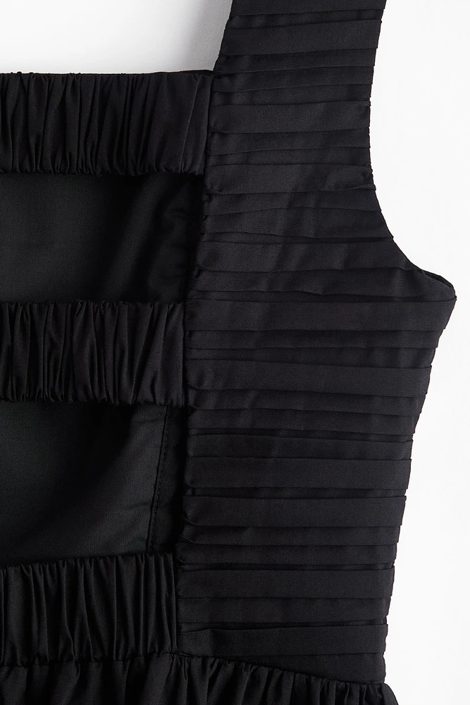 Pintuck-Detail Dress with Flared Skirt