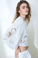 Eyelet-Embroidered Cotton Blouse