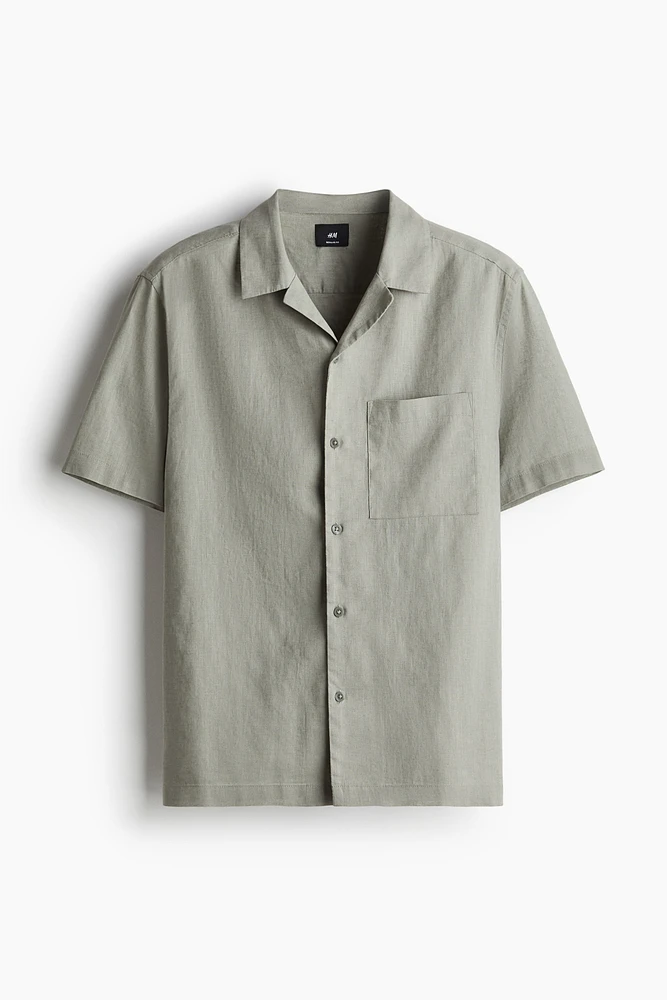 Regular-Fit Short-Sleeved Linen-Blend Shirt