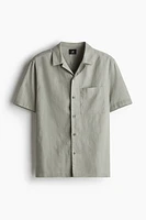 Regular-Fit Short-Sleeved Linen-Blend Shirt