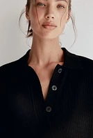 Pointelle-Knit Polo Shirt