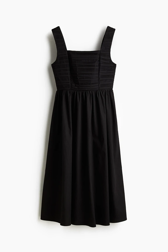 Pintuck-Detail Dress with Flared Skirt