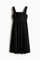 Pintuck-Detail Dress with Flared Skirt