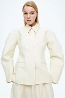 Collarless Twill Blazer