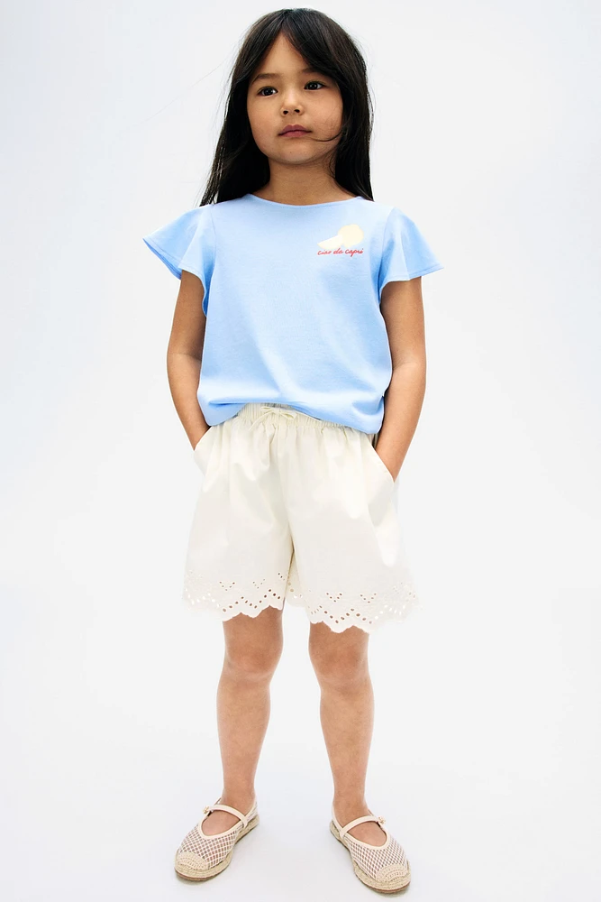 Flutter-Sleeved Cotton Top