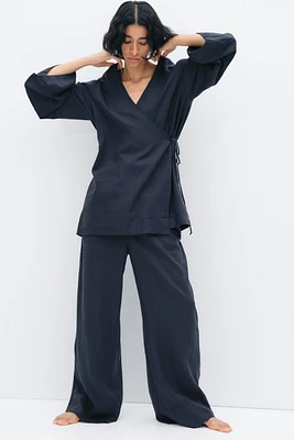 Linen-Blend Robe