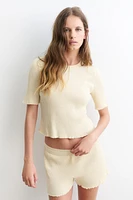 Linen-Blend Rib-Knit T-Shirt
